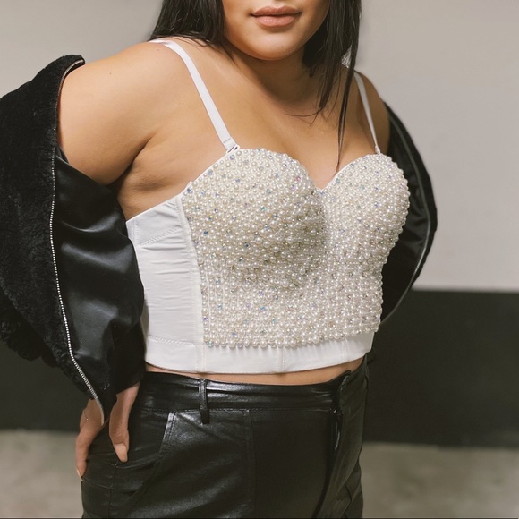 White beaded bustier top - Picture 5 of 5